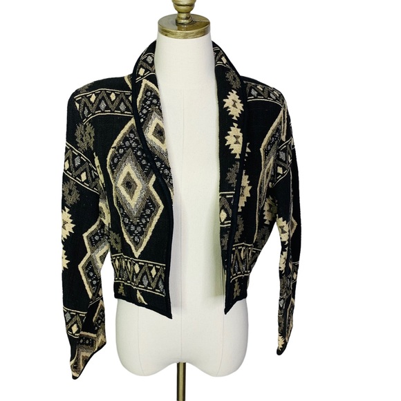 Vintage Southwest Aztec Print Cropped Blazer Medium 3335 - Picture 2 of 6